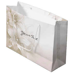 Elegant Ivory White Flowers Gift Bag