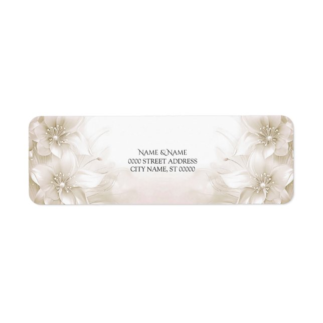 Elegant Ivory White Flowers Return Address Label (Front)