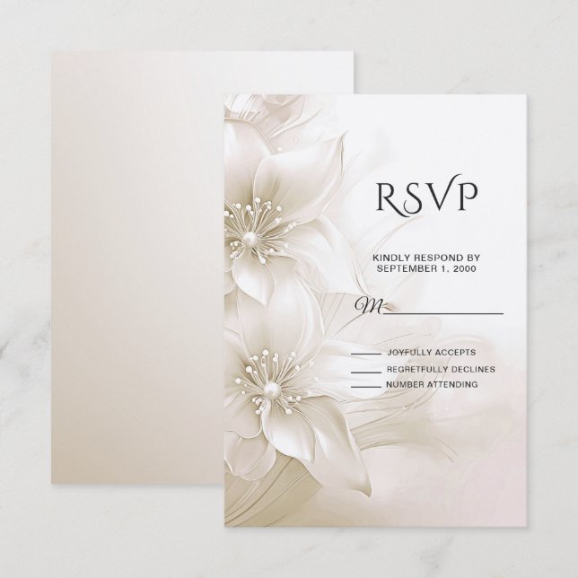 Elegant Ivory White Flowers RSVP Card (Front/Back)