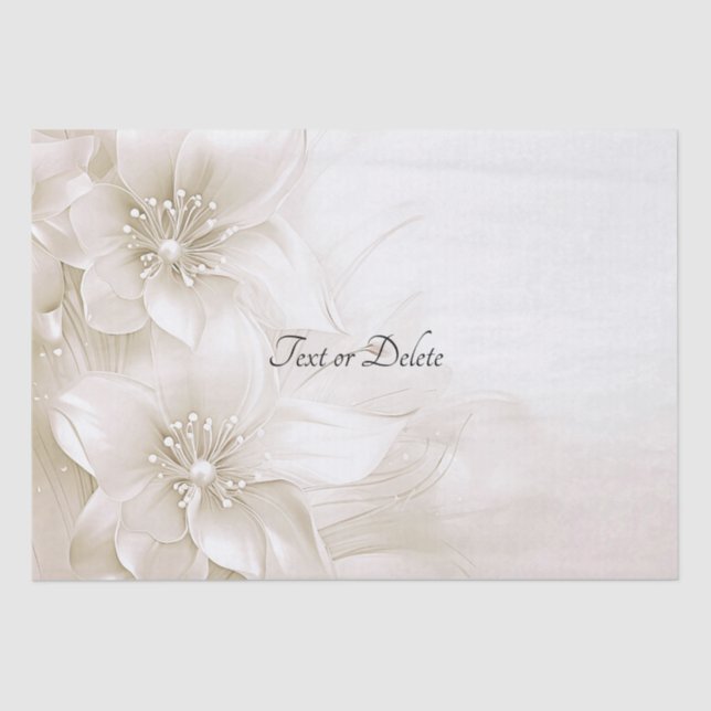 Elegant Ivory White Flowers Tissue Paper (Front)