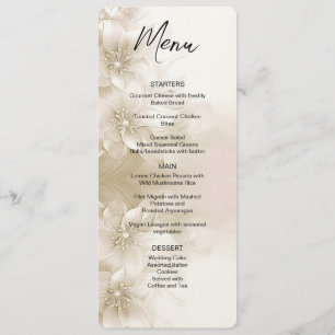 Elegant Ivory White Flowers Wedding Menu