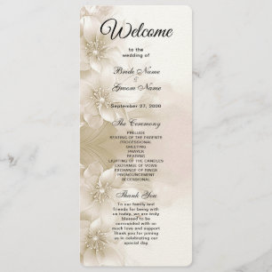 Elegant Ivory White Flowers Wedding Program Programme