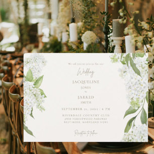 Elegant Ivory White Hydrangeas Wedding Invitation