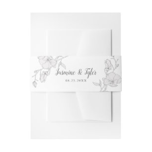Elegant Ivory White Magnolia Flowers Wedding Invitation Belly Band
