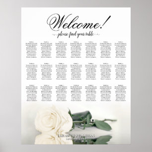 Elegant Ivory White Rose 21 Table Seating Chart