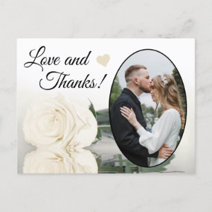 Elegant Ivory White Rose Wedding Love & Thanks Postcard
