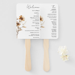 Elegant Ivory Wildflower Wedding Program Card Hand Fan