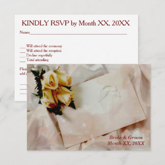 Elegant Ivory with Yellow Roses Wedding RSVP Card