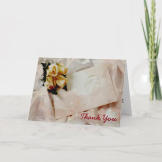 Elegant Ivory & Yellow Rose Wedding Thank You Card