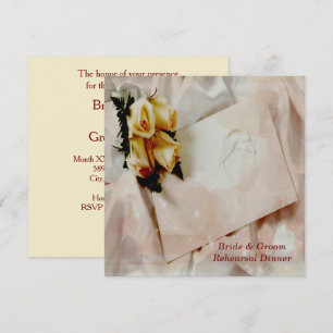Elegant Ivory & Yellow Roses Rehearsal Dinner Card