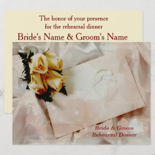 Elegant Ivory Yellow Roses Rehearsal Dinner H Card