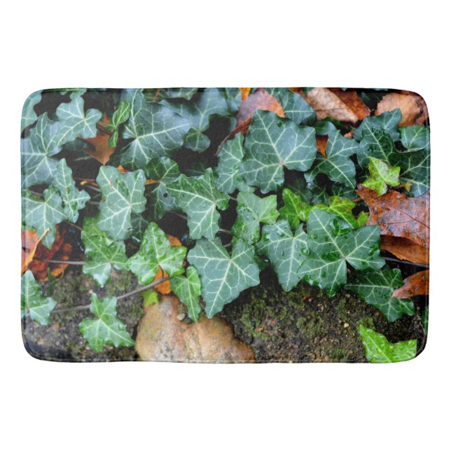 Elegant Ivy and field stone photo Bath Mat (Front)