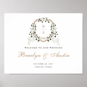 Elegant Ivy Greenery Floral Crest Welcome Sign