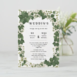 Elegant Ivy Wedding Table Plan and Invitations