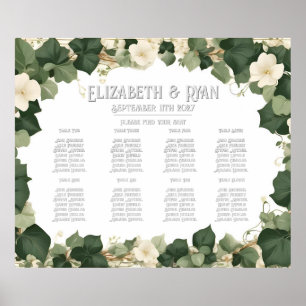 Elegant Ivy Wedding Table Plan and Invitations Poster