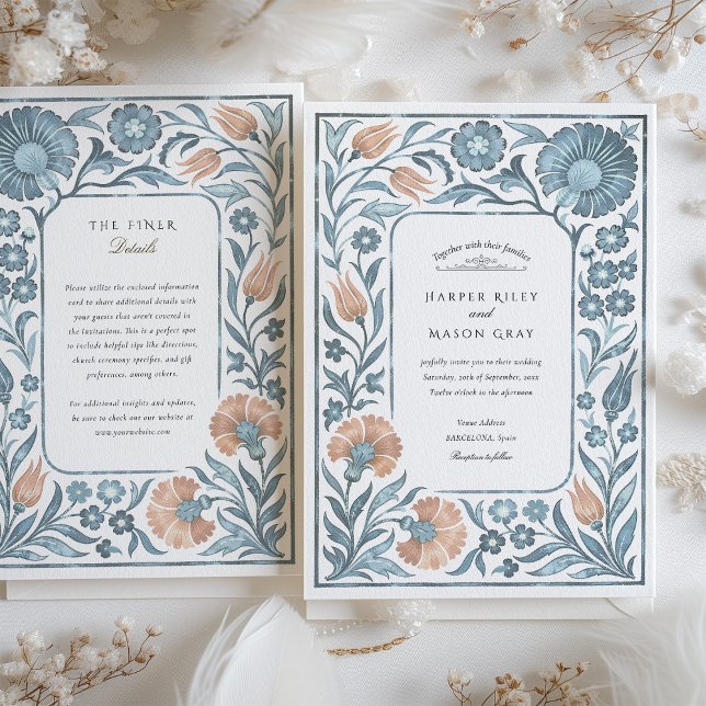Elegant Iznik Style Floral Wedding Invitation (Creator Uploaded)