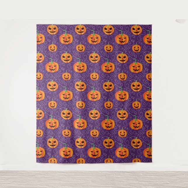 Elegant Jack O' Lanterns Photo Backdrop Tapestry (Front)