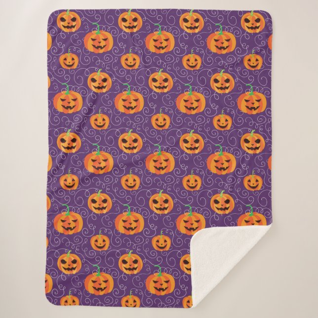 Elegant Jack O' Lanterns Sherpa Blanket (Front)