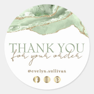 Elegant jade green agate thank you sticker