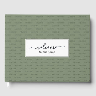 Elegant Jade Green Custom WELCOME TO OUR HOME Guest Book