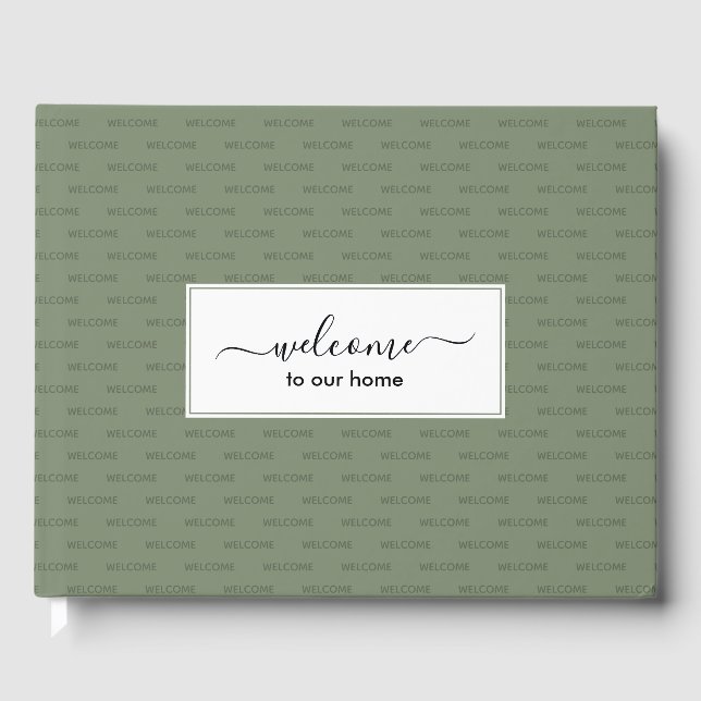 Elegant Jade Green Custom WELCOME TO OUR HOME Guest Book (Front)