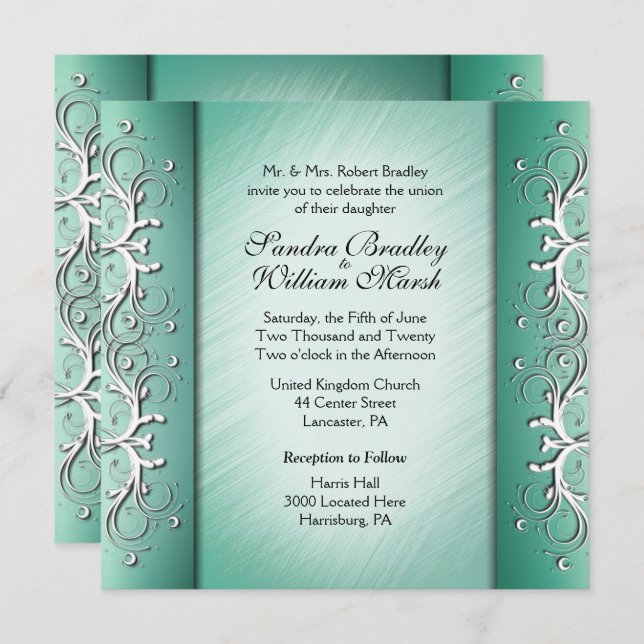 Elegant Jade Wedding Invitation (Front/Back)