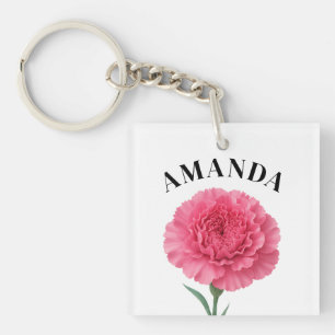 Elegant January Birth Flower Sister Name Key Ring