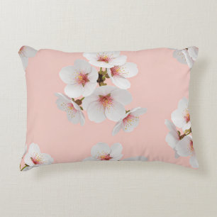 Elegant Japanese Almond Blossom Seamless Pattern Decorative Cushion