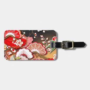 Elegant Japanese Autumn Kimono Luggage Tag