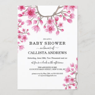 Elegant Japanese Cherry Blossom Floral Baby Shower Invitation