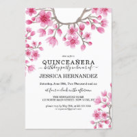 Elegant Japanese Cherry Blossom Floral Quinceañera