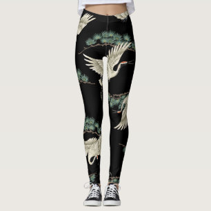 Elegant Japanese crane: artistic depiction. Leggings
