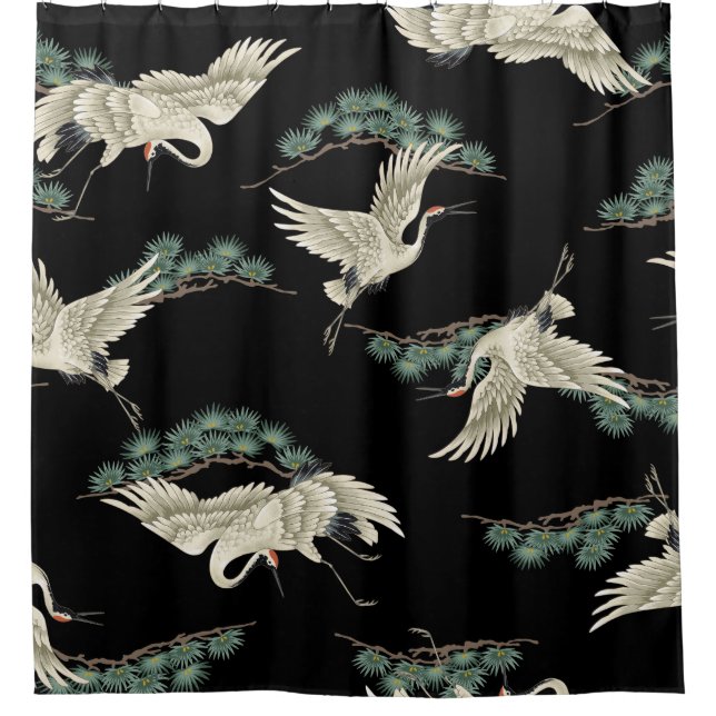 Elegant Japanese crane: artistic depiction. Shower Curtain (Front)