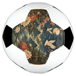 Elegant Japanese Crane Moon Landscape Kids T-Shirt Football