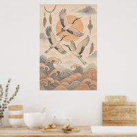 Elegant Japanese Crane Wall Art Minimalist 