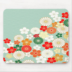 Elegant Japanese Floral Pattern Mousepad