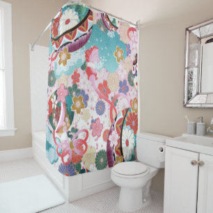 Elegant Japanese Floral Shower Curtain Design