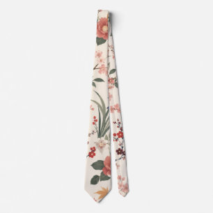 Elegant Japanese Floral Tie