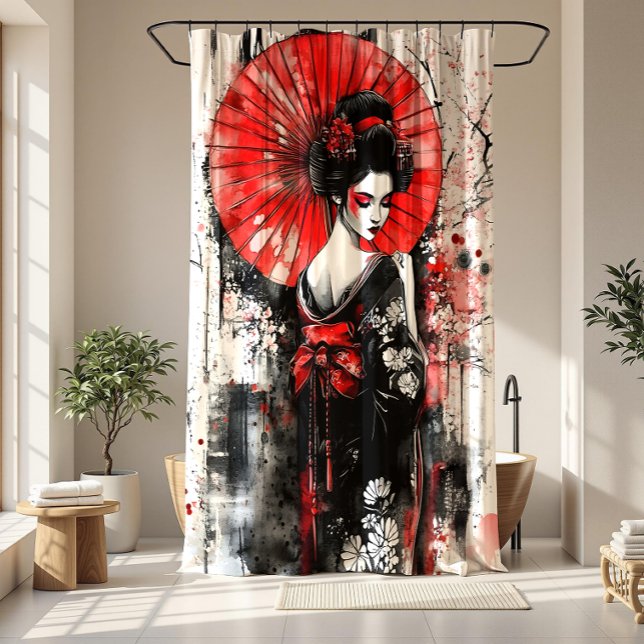 Elegant Japanese Geisha Girl | Shower Curtain (Creator Uploaded)