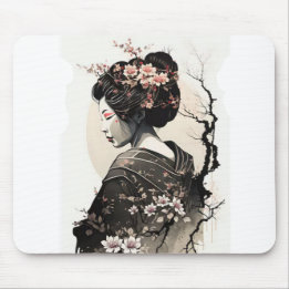 Elegant Japanese Geisha -  Mouse Mat