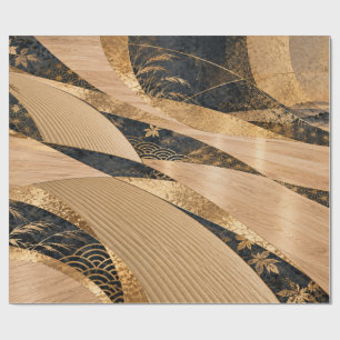 Elegant Japanese Gold Wave Wrapping Paper