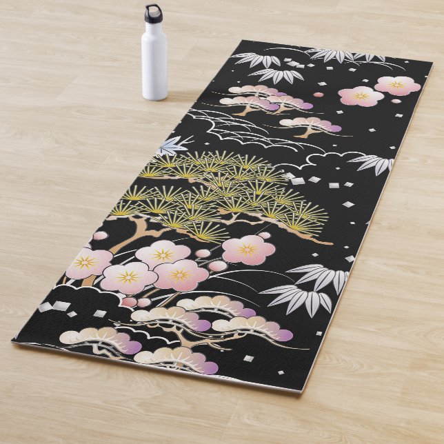 Elegant Japanese Inspired Botanical Artwork |  Yoga Mat (In Situ)