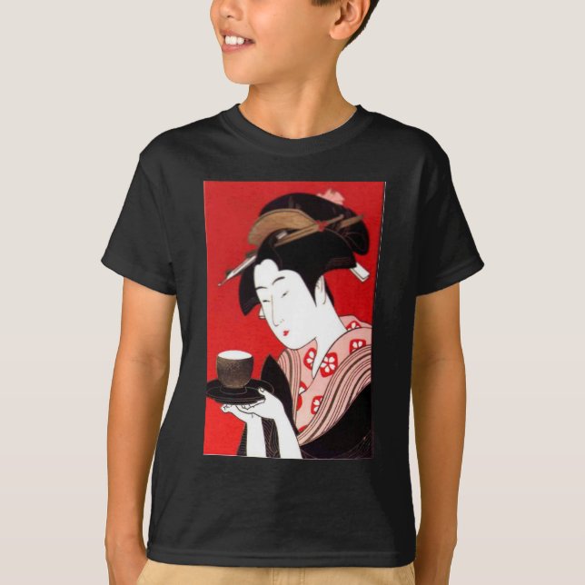 Elegant Japanese Lady Tea Serving Ceremony Art  T-Shirt (Front)