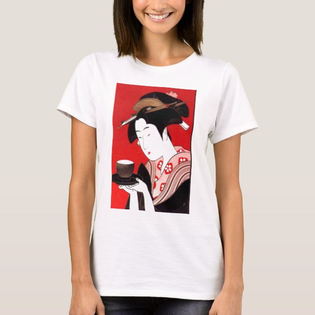 Elegant Japanese Lady Tea Serving Ceremony Art  T-Shirt (Front)