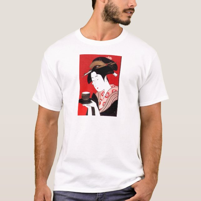 Elegant Japanese Lady Tea Serving Ceremony Art  T-Shirt (Front)