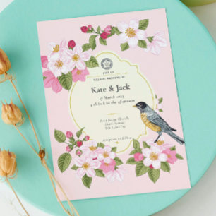 Elegant Japanese Pink Floral Wedding Invitation