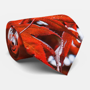 Elegant Japanese Red Maple Leaves Tie
