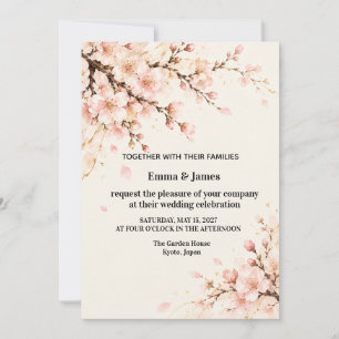 Elegant Japanese Sakura Cherry Blossom Invitation