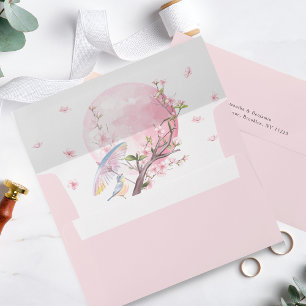 Elegant Japanese Sakura Cherry Blossom Wedding Envelope