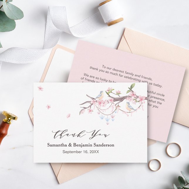 Elegant Japanese Sakura Cherry Blossom Wedding Thank You Card (Creator Uploaded)
